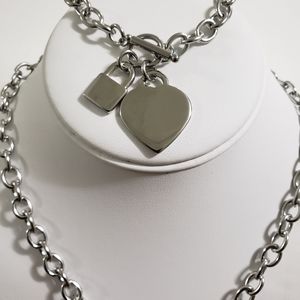 Stainless Steel Heart ❤️ Lock Necklace Set